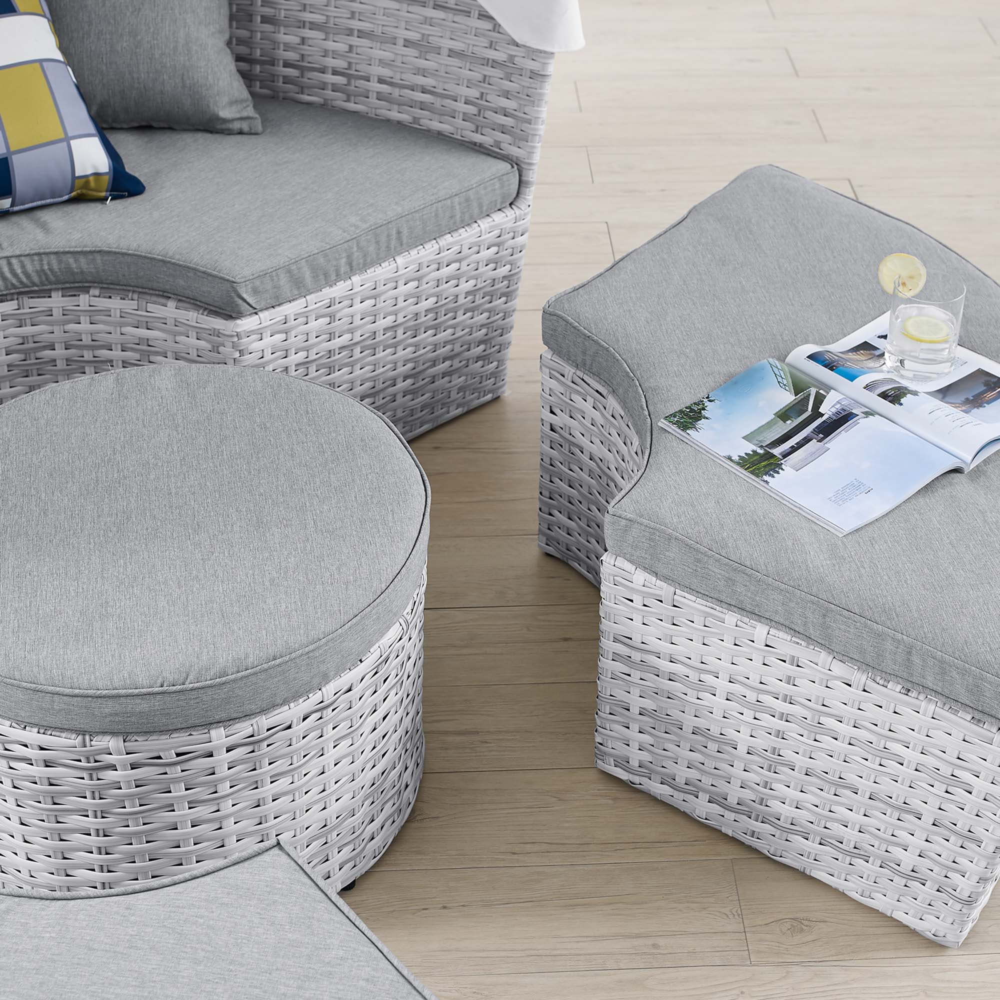 Scottsdale Canopy Outdoor Patio Daybed - Light Gray Gray