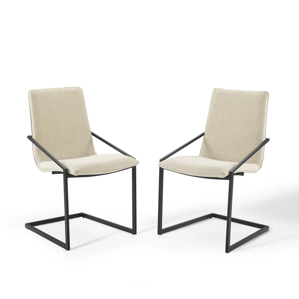 Pitch Upholstered Fabric Dining Armchair Set of 2 - Black Beige