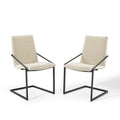 Pitch Upholstered Fabric Dining Armchair Set of 2 - Black Beige