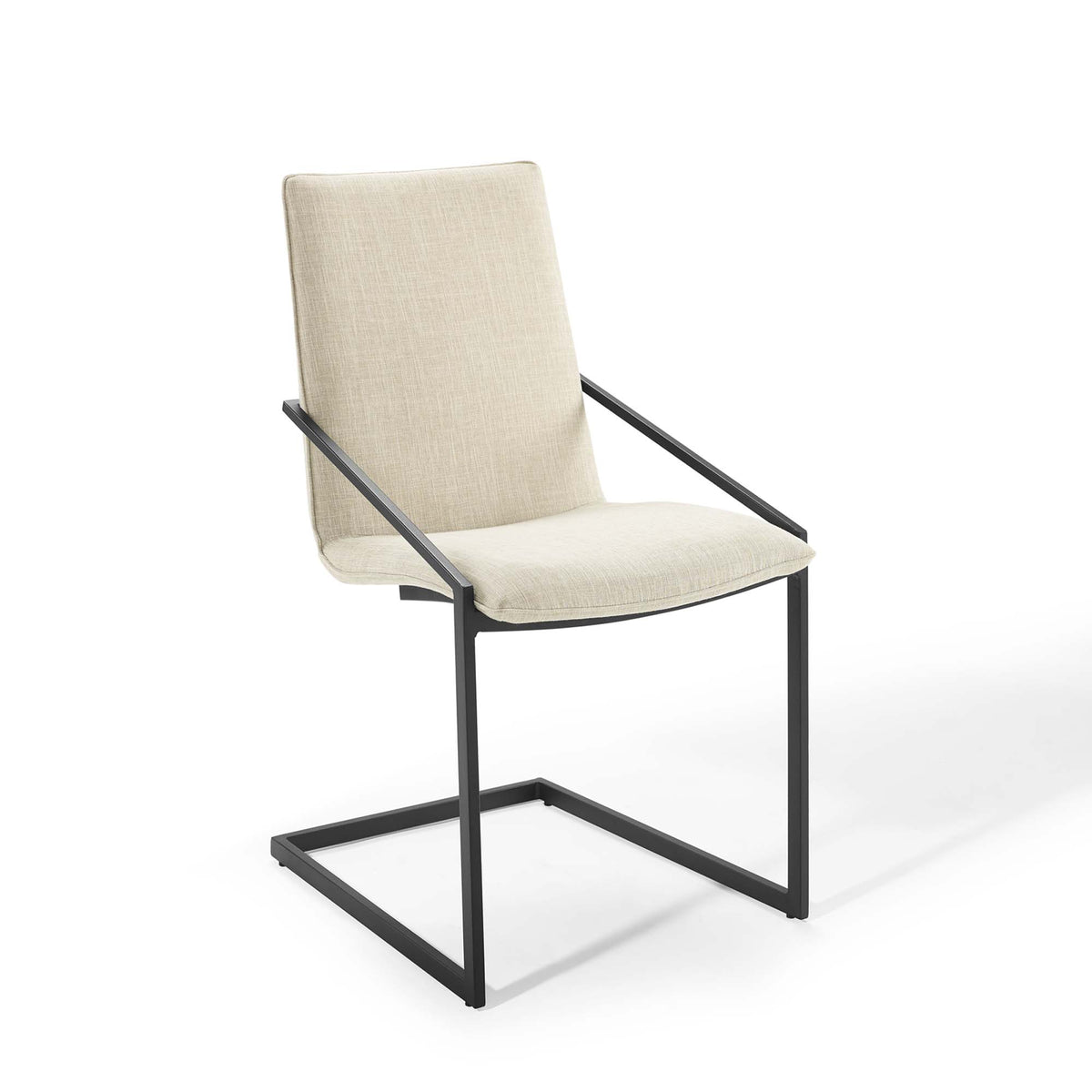 Pitch Upholstered Fabric Dining Armchair Set of 2 - Black Beige