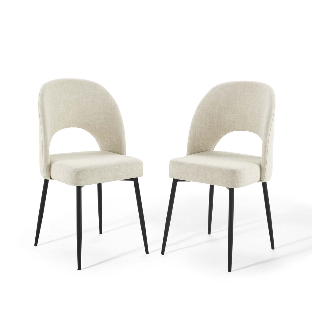 Rouse Upholstered Fabric Dining Side Chair Set of 2 - Black Beige