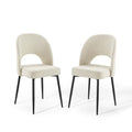 Rouse Upholstered Fabric Dining Side Chair Set of 2 - Black Beige