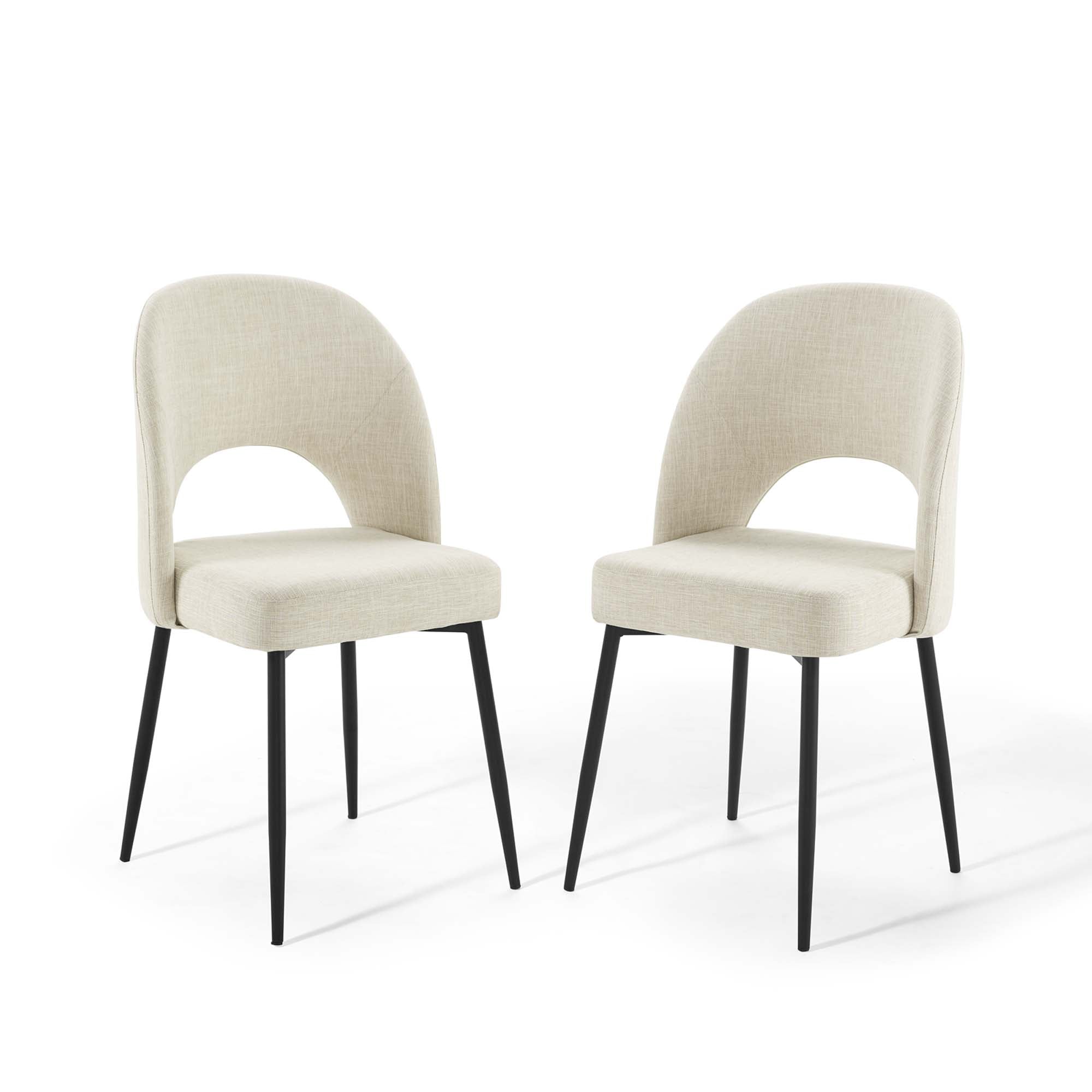 Rouse Upholstered Fabric Dining Side Chair Set of 2 - Black Beige
