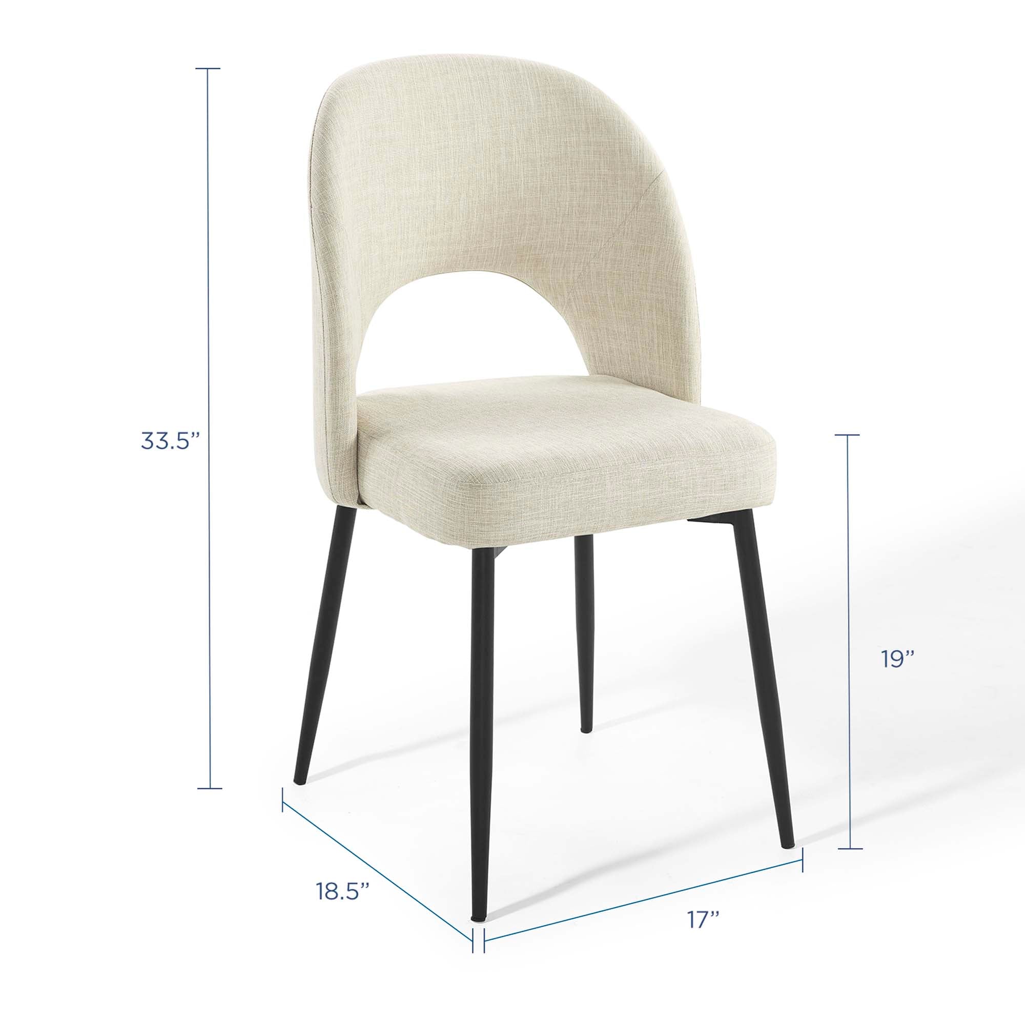 Rouse Upholstered Fabric Dining Side Chair Set of 2 - Black Beige