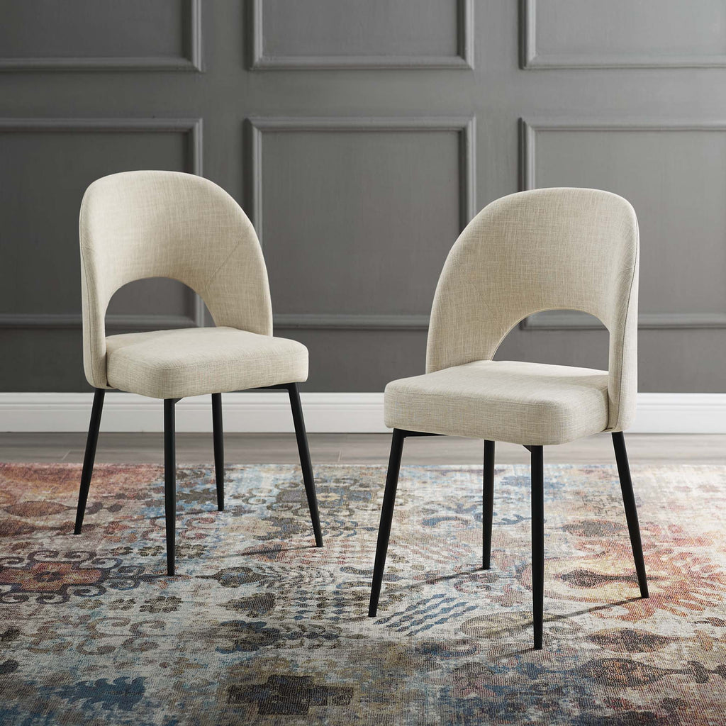Rouse Upholstered Fabric Dining Side Chair Set of 2 - Black Beige