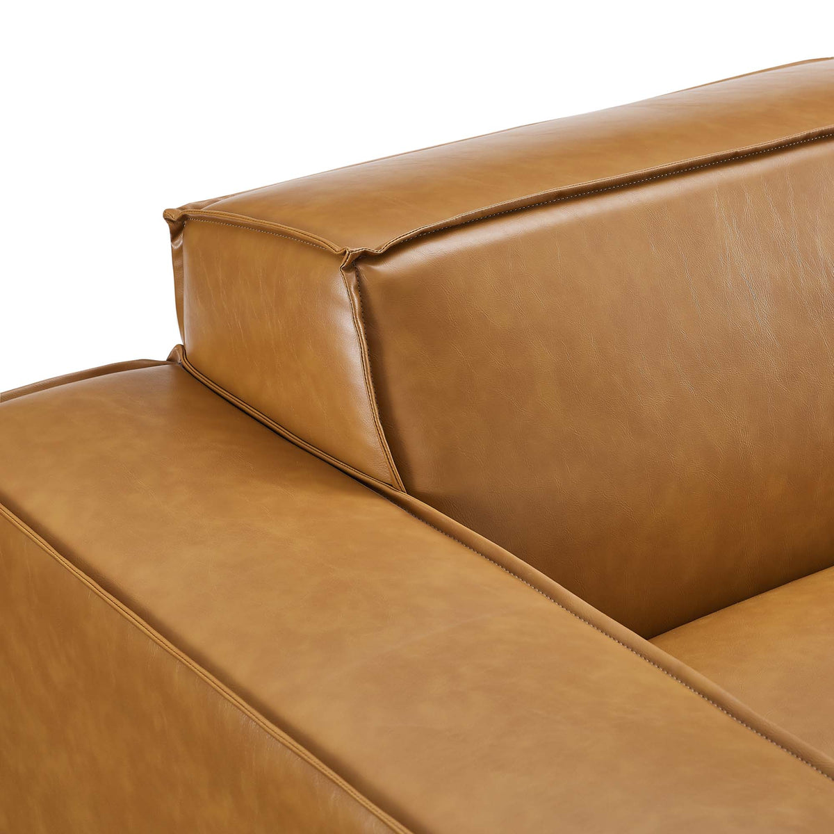 Restore Left-Arm Vegan Leather Sectional Sofa Chair - Tan