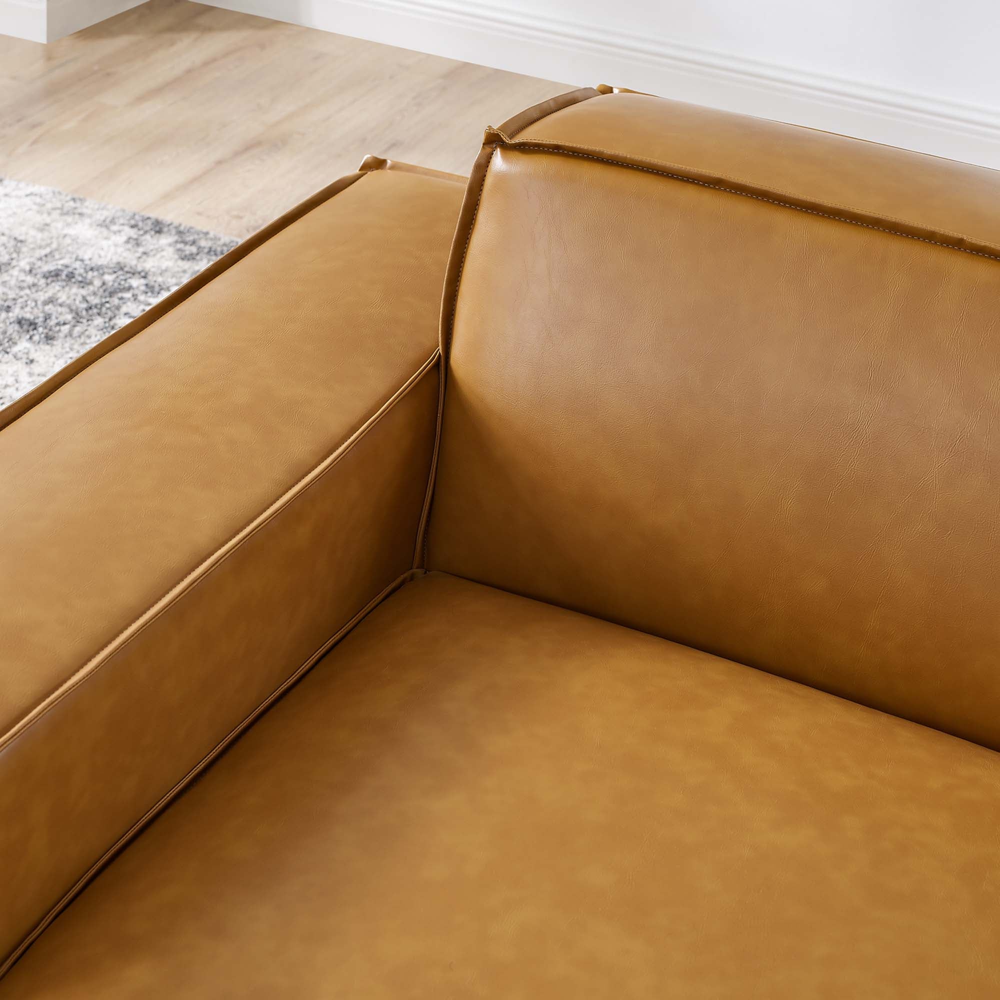 Restore Left-Arm Vegan Leather Sectional Sofa Chair - Tan