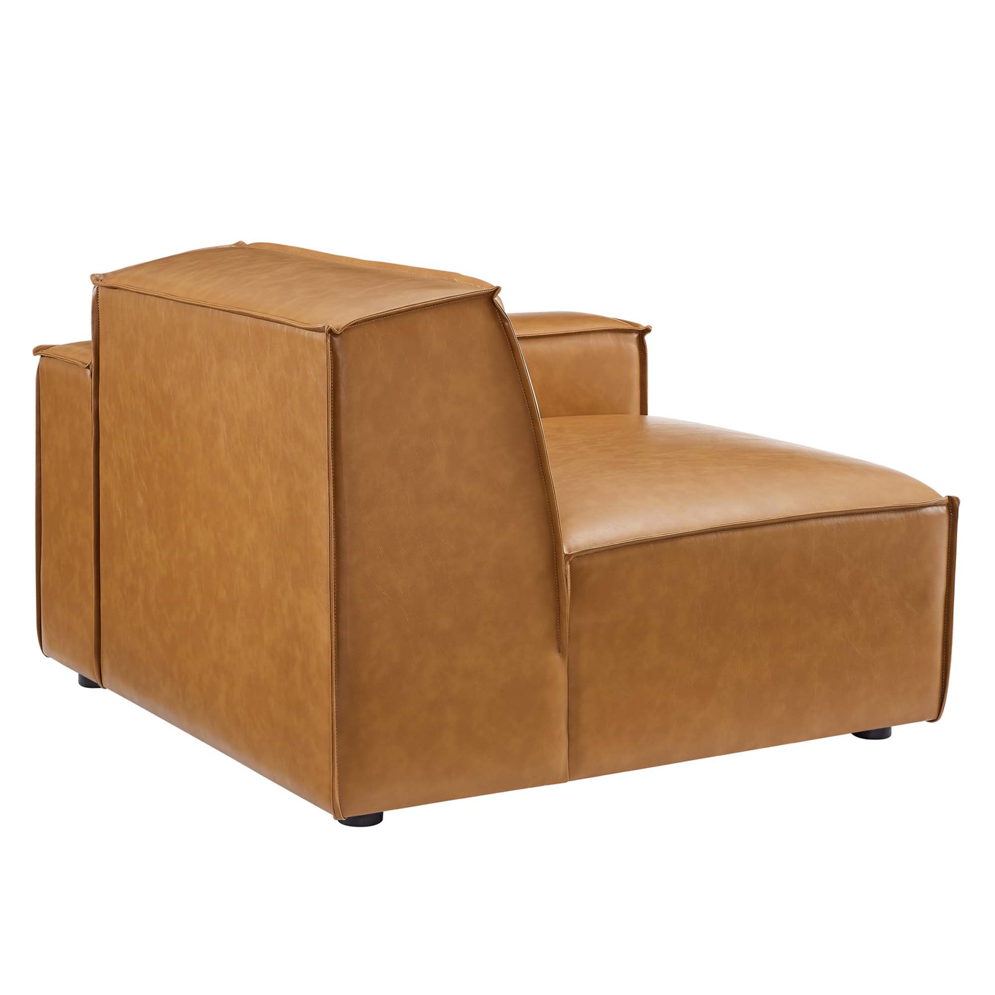 Restore Right-Arm Vegan Leather Sectional Sofa Chair - Tan