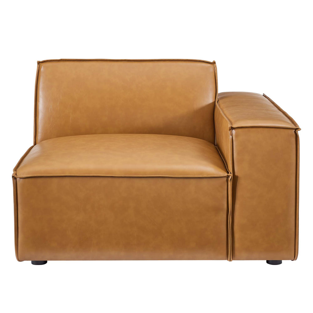 Restore Right-Arm Vegan Leather Sectional Sofa Chair - Tan
