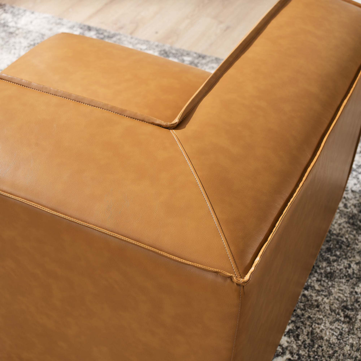 Restore Vegan Leather Sectional Sofa Corner Chair - Tan
