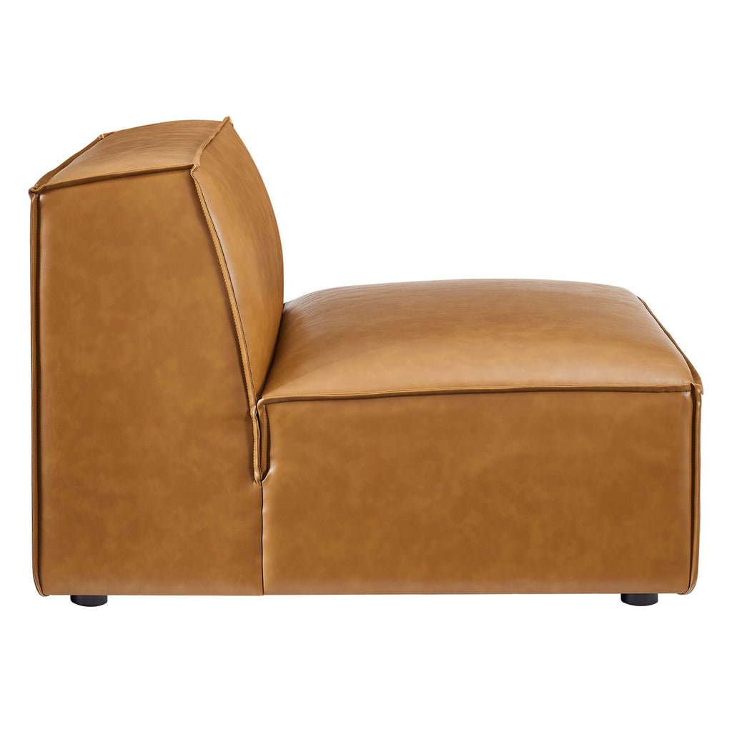 Restore Vegan Leather Sectional Sofa Armless Chair - Tan