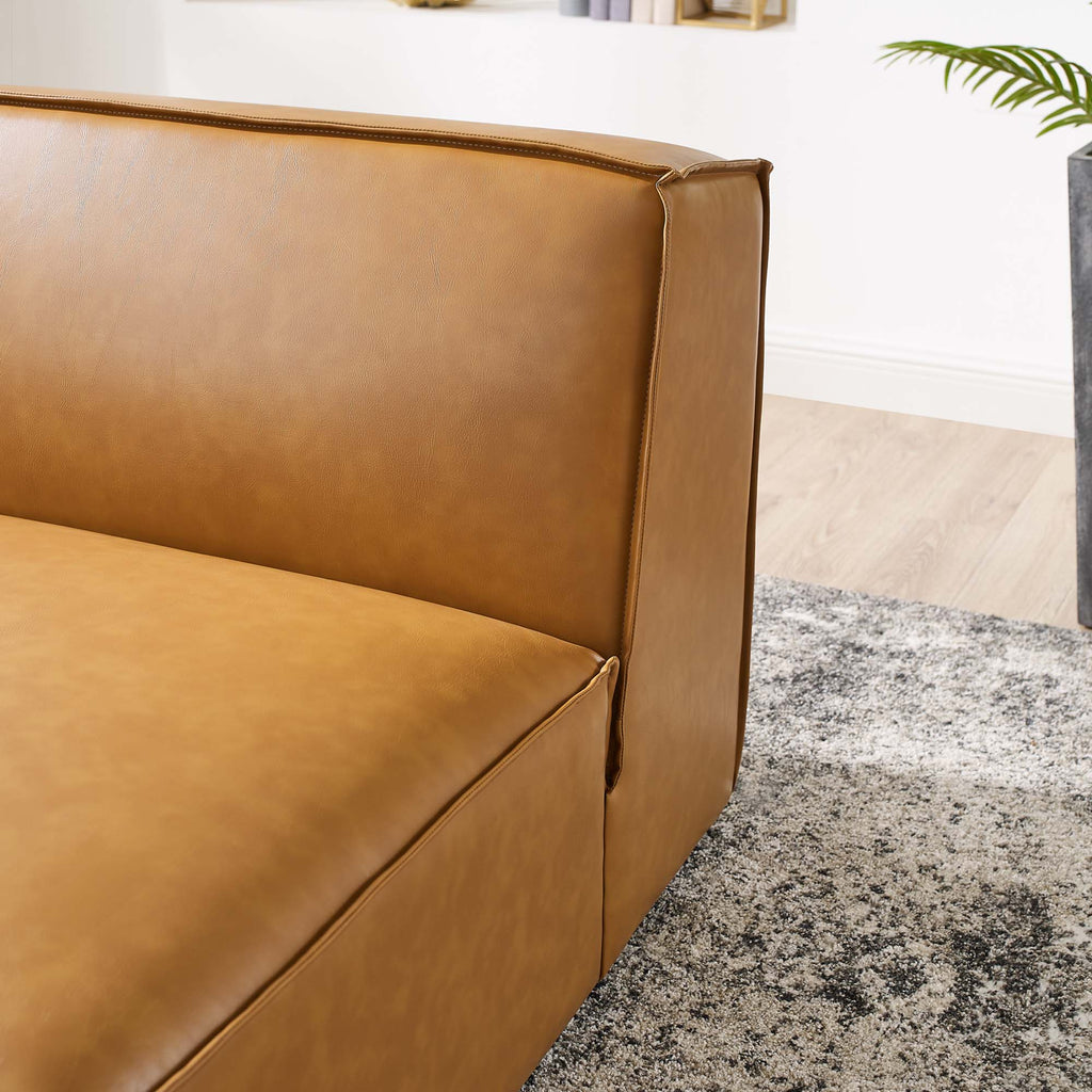Restore Vegan Leather Sectional Sofa Armless Chair - Tan