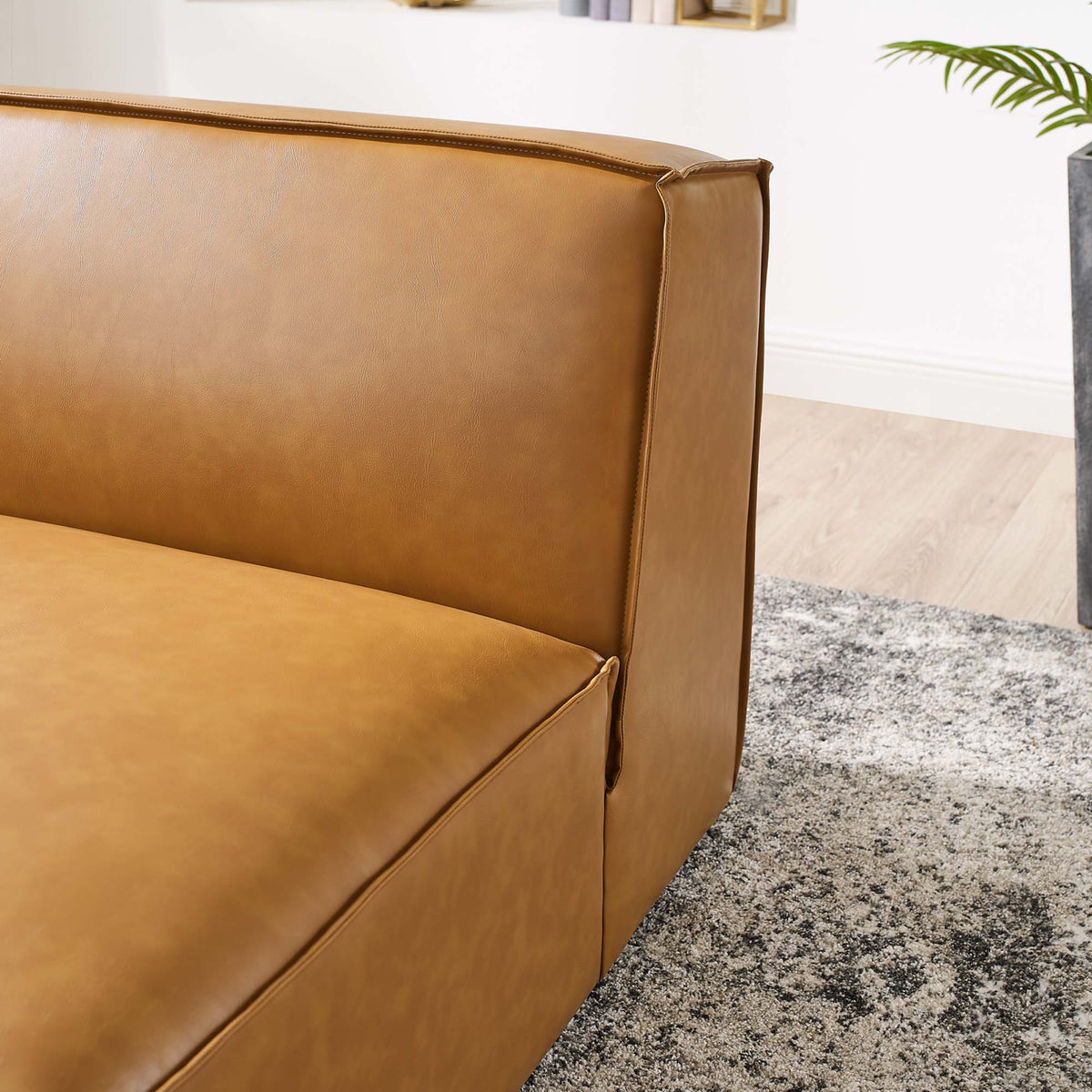 Restore Vegan Leather Sectional Sofa Armless Chair - Tan