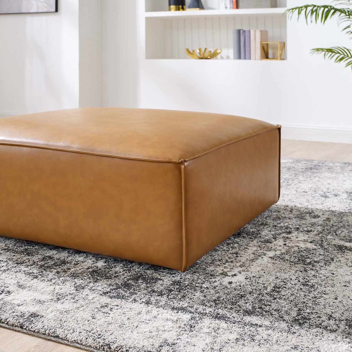 Restore Vegan Leather Ottoman - Tan