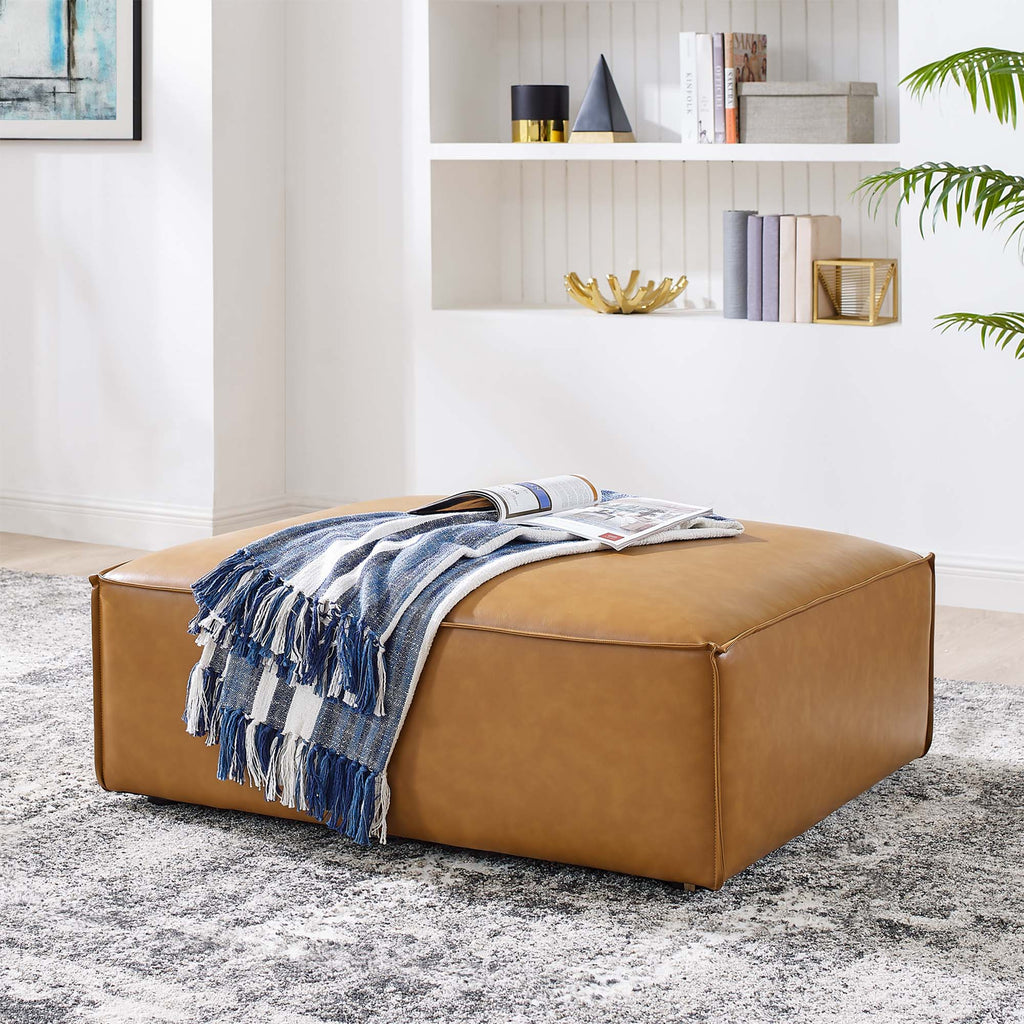 Restore Vegan Leather Ottoman - Tan
