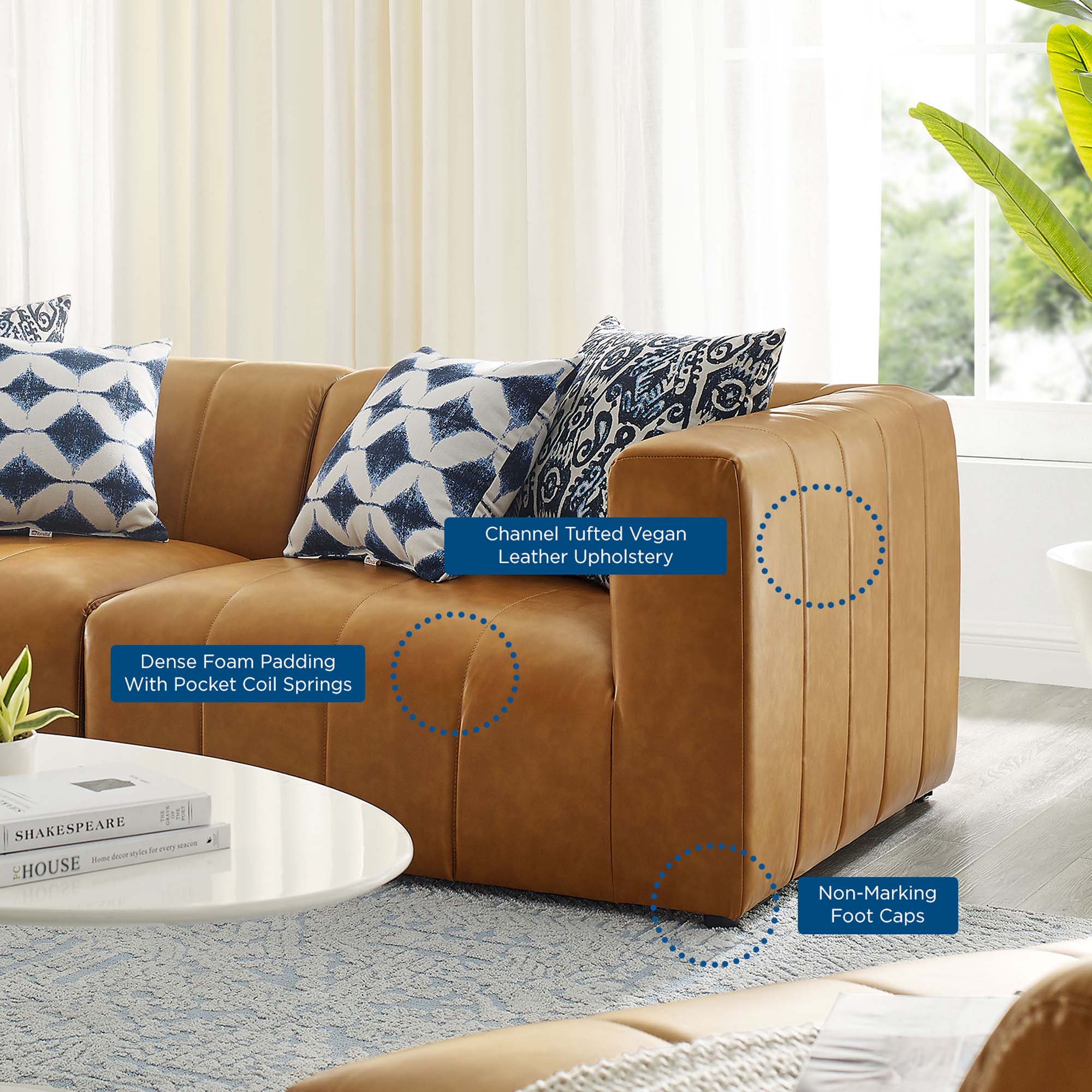 Bartlett 2-Piece Vegan Leather Loveseat - Tan
