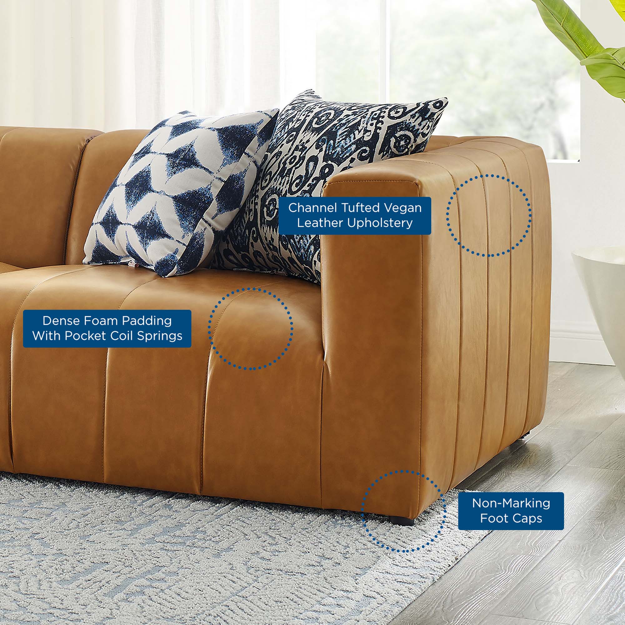 Bartlett 3-Piece Vegan Leather Sofa - Tan