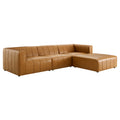 Bartlett 4-Piece Vegan Leather Sectional Sofa - Tan (Armless Chair, Left-Arm Chair, Ottoman, Right-Arm Chair)