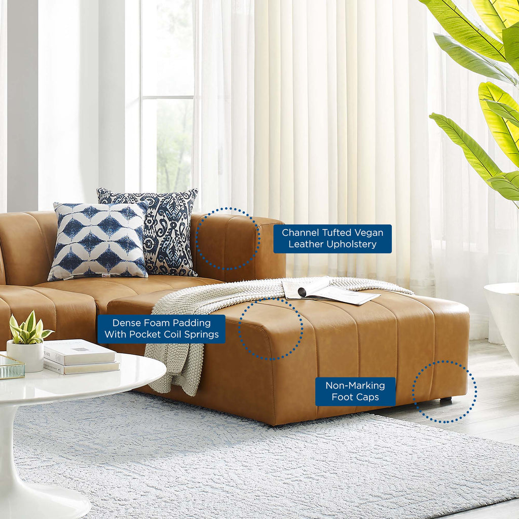 Bartlett 4-Piece Vegan Leather Sectional Sofa - Tan (Armless Chair, Left-Arm Chair, Ottoman, Right-Arm Chair)