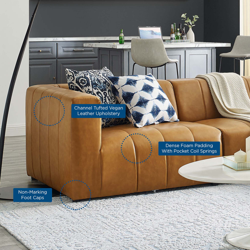 Bartlett 4-Piece Vegan Leather Sectional Sofa - Tan (Armless Chair, Corner Chair, Left-Arm Chair, Right-Arm Chair)
