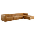 Bartlett 5-Piece Vegan Leather Sectional Sofa - Tan (2 Armless Chairs, Left-Arm Chair, Ottoman, Right-Arm Chair)
