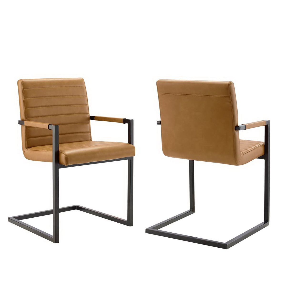 Savoy Vegan Leather Dining Chairs Set of 2 - Tan