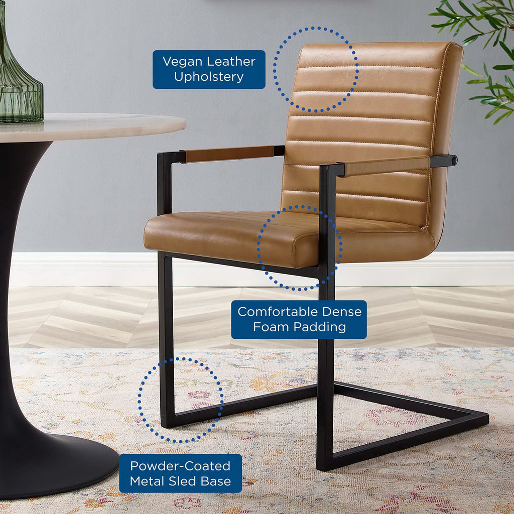 Savoy Vegan Leather Dining Chairs Set of 2 - Tan