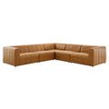 Bartlett 5-Piece Vegan Leather Sectional Sofa - Tan (2 Armless Chairs, Corner Chair, Left-Arm Chair, Right-Arm Chair)