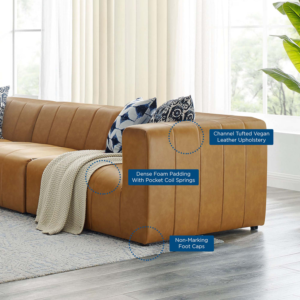 Bartlett 5-Piece Vegan Leather Sectional Sofa - Tan (2 Armless Chairs, Corner Chair, Left-Arm Chair, Right-Arm Chair)