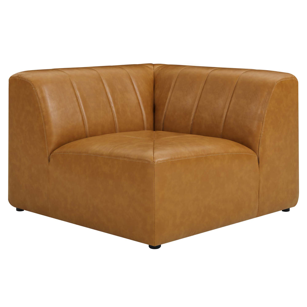 Bartlett 5-Piece Vegan Leather Sectional Sofa - Tan (2 Armless Chairs, Corner Chair, Left-Arm Chair, Right-Arm Chair)