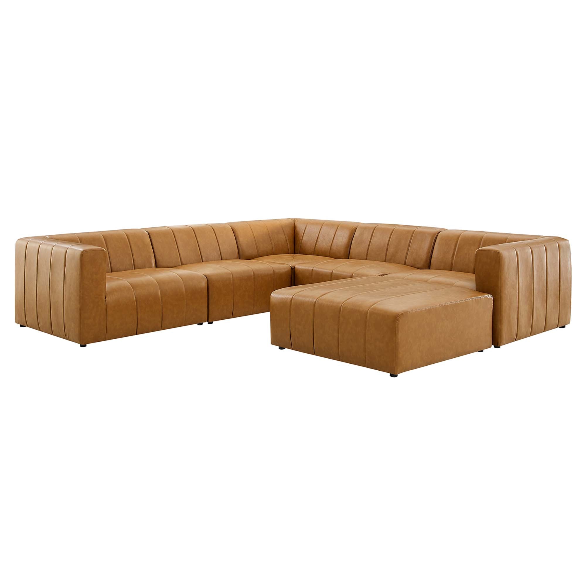 Bartlett 6-Piece Vegan Leather Sectional Sofa - Tan