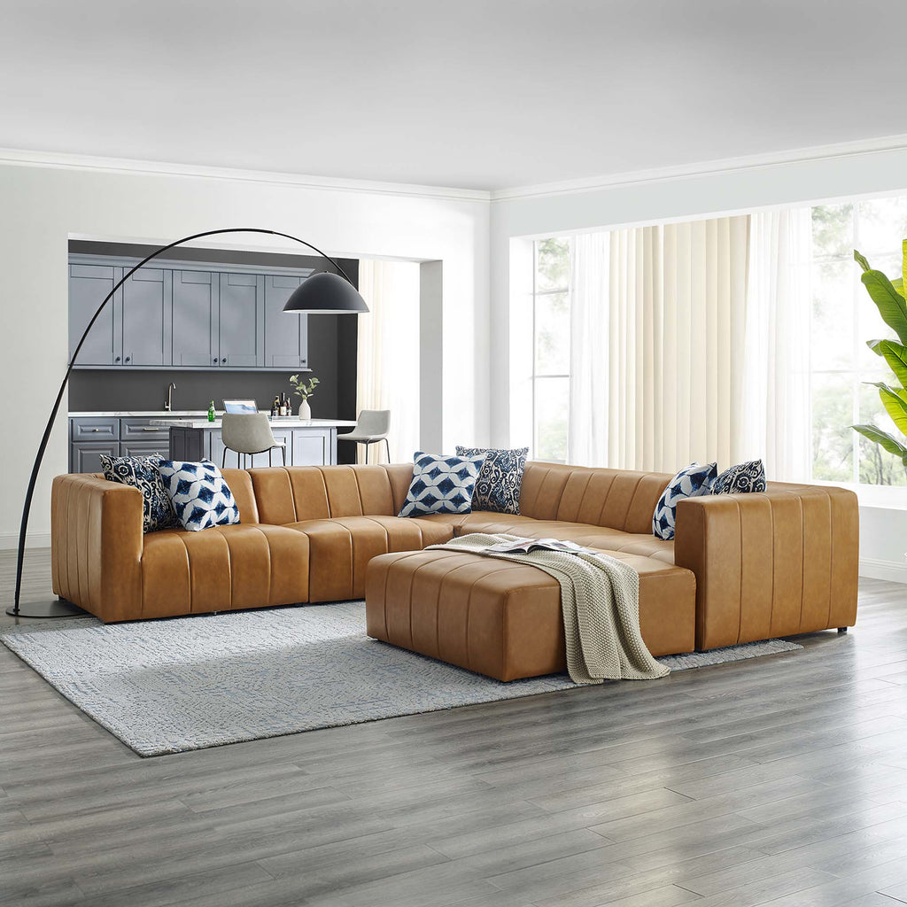 Bartlett 6-Piece Vegan Leather Sectional Sofa - Tan