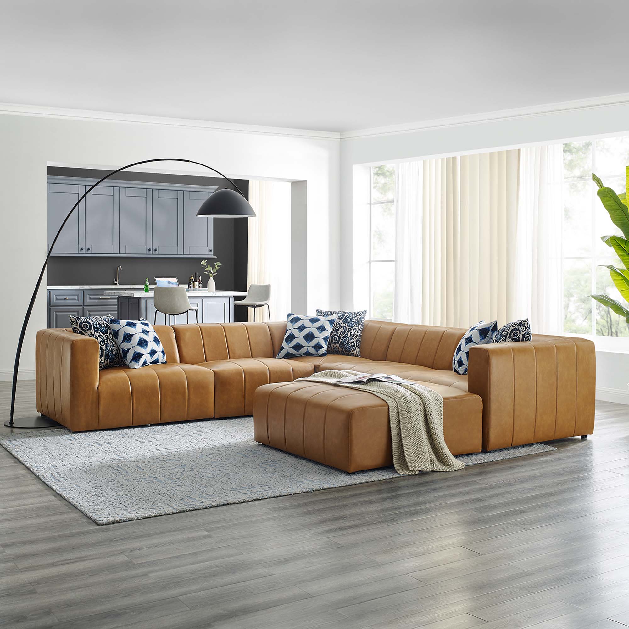 Bartlett 6-Piece Vegan Leather Sectional Sofa - Tan