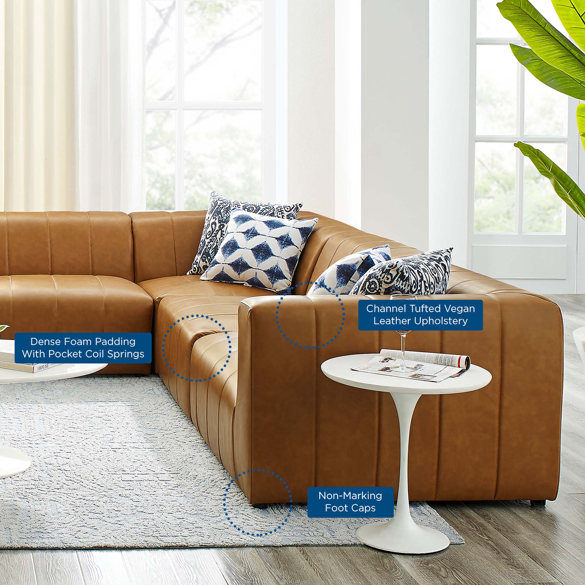 Bartlett 8-Piece Vegan Leather Sectional Sofa - Tan