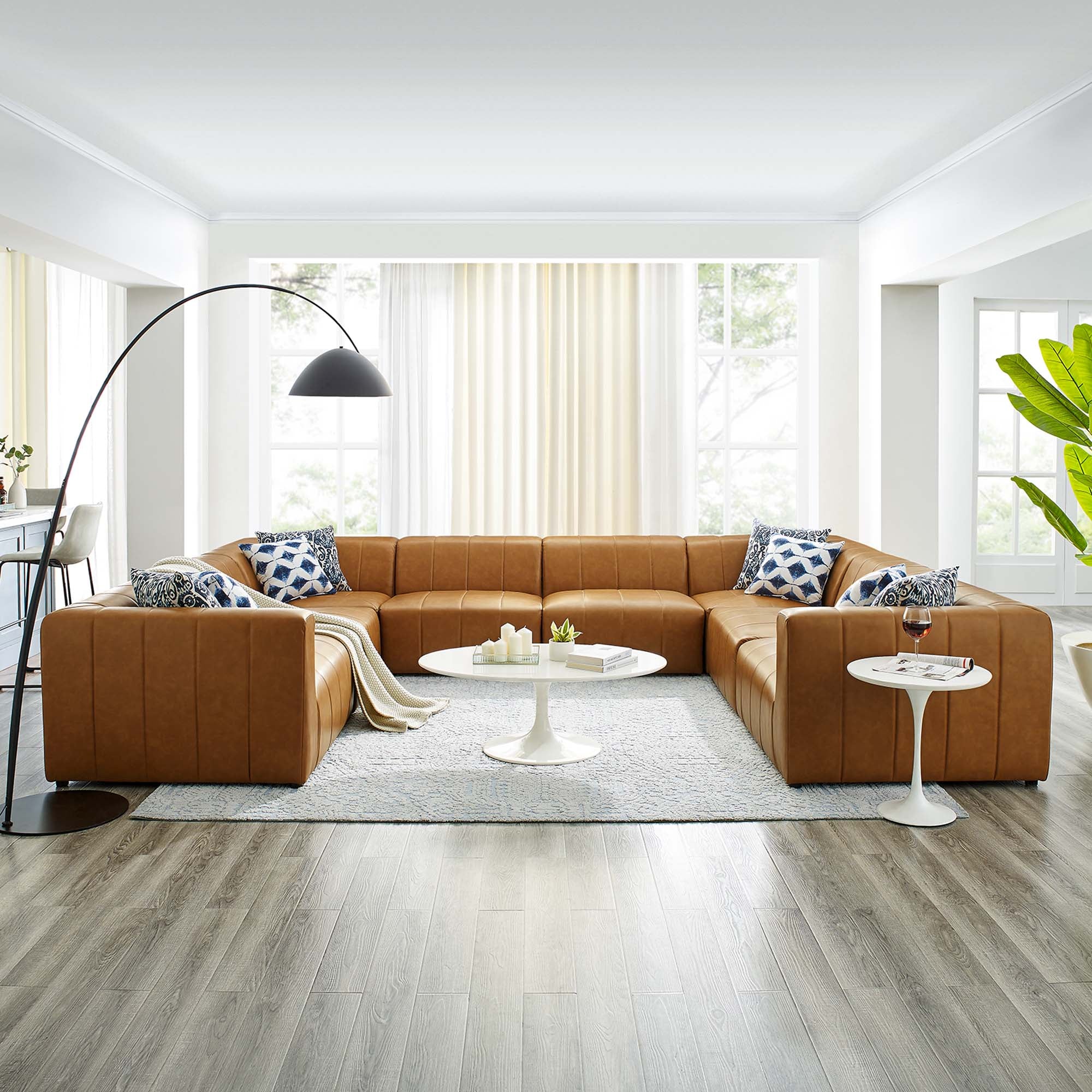 Bartlett 8-Piece Vegan Leather Sectional Sofa - Tan