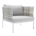 Harmony Sunbrella Basket Weave Outdoor Patio Aluminum Armchair - Taupe Gray