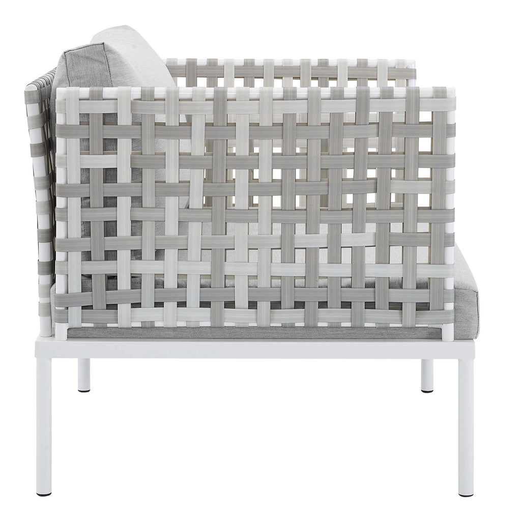 Harmony Sunbrella Basket Weave Outdoor Patio Aluminum Armchair - Taupe Gray