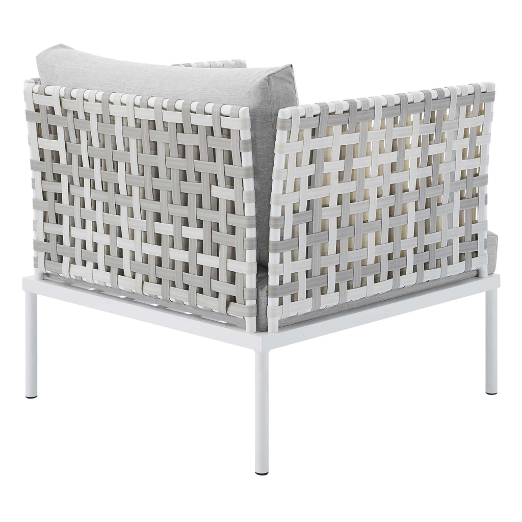 Harmony Sunbrella Basket Weave Outdoor Patio Aluminum Armchair - Taupe Gray