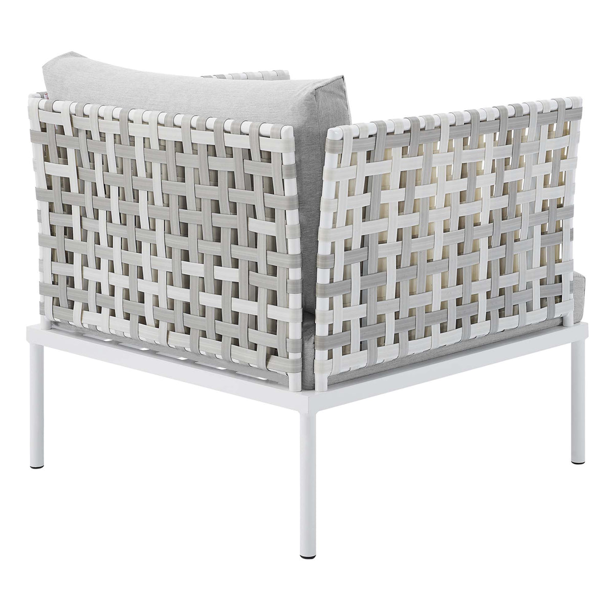 Harmony Sunbrella Basket Weave Outdoor Patio Aluminum Armchair - Taupe Gray