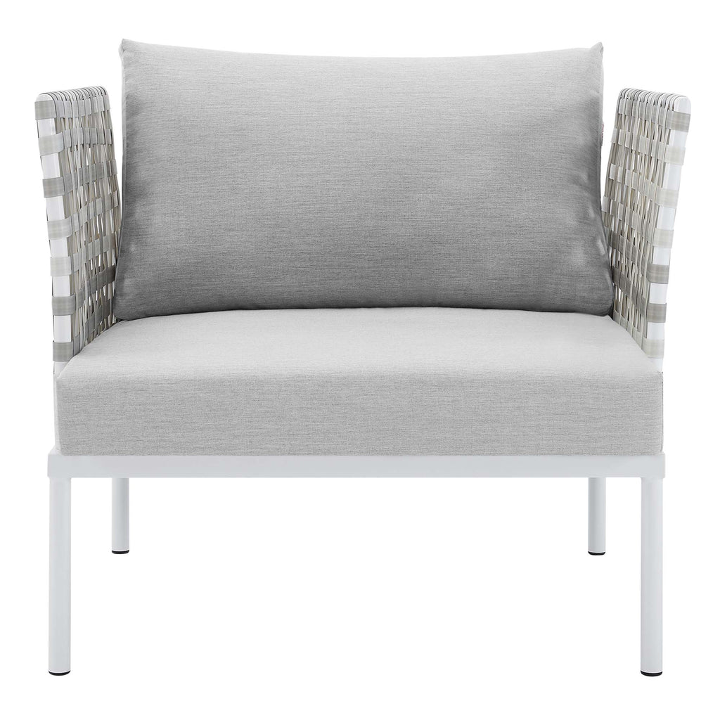 Harmony Sunbrella Basket Weave Outdoor Patio Aluminum Armchair - Taupe Gray