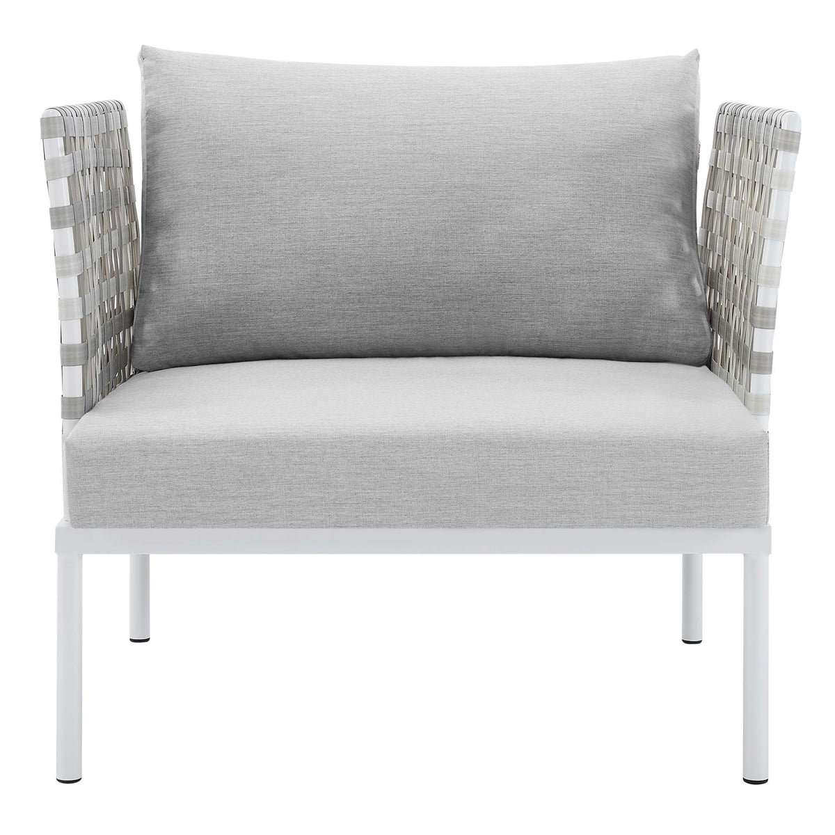 Harmony Sunbrella Basket Weave Outdoor Patio Aluminum Armchair - Taupe Gray