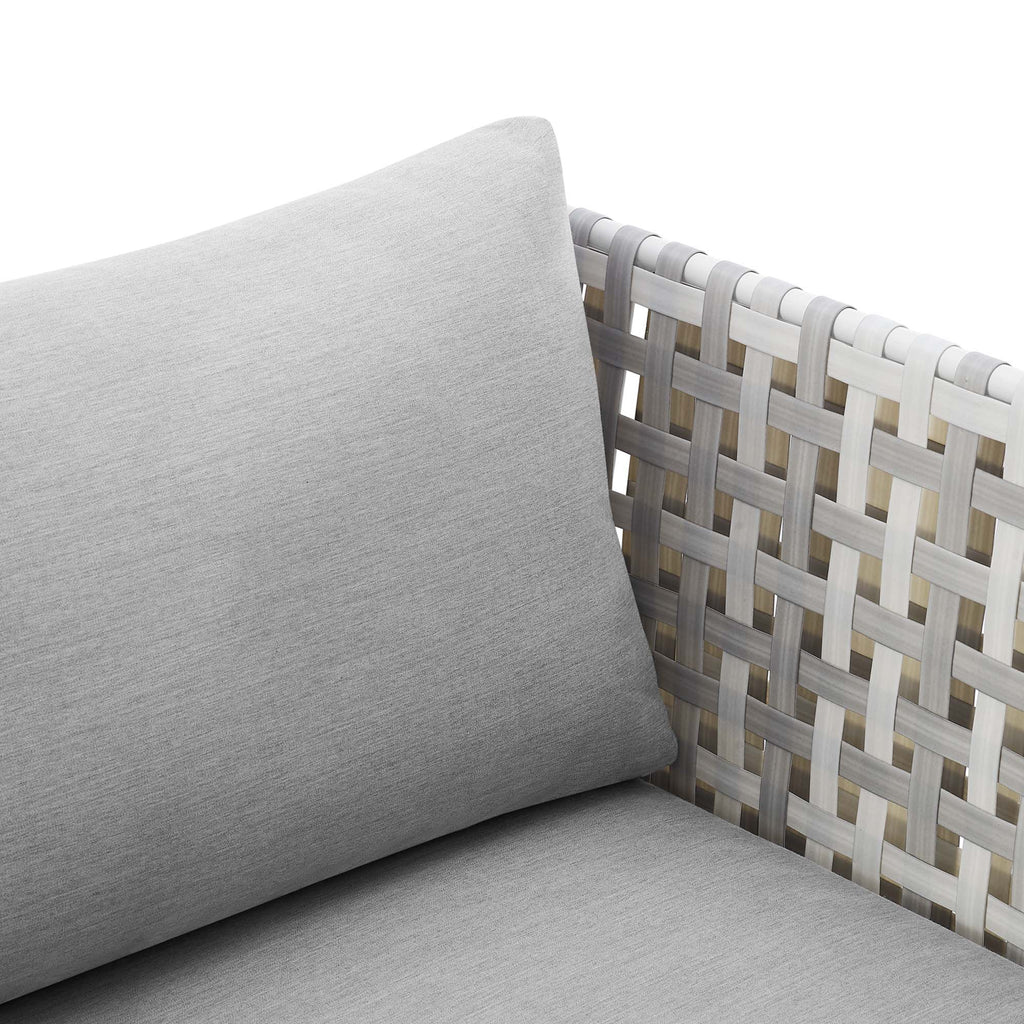 Harmony Sunbrella Basket Weave Outdoor Patio Aluminum Armchair - Taupe Gray