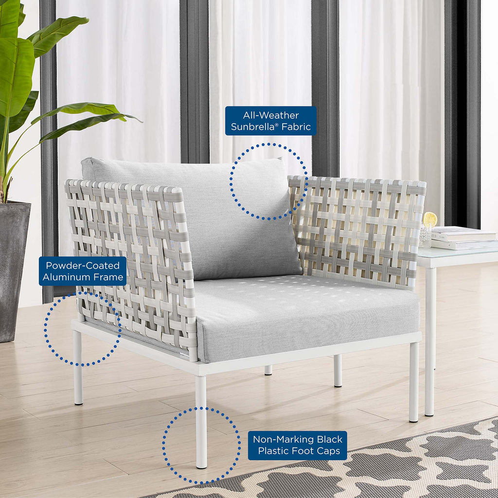 Harmony Sunbrella Basket Weave Outdoor Patio Aluminum Armchair - Taupe Gray