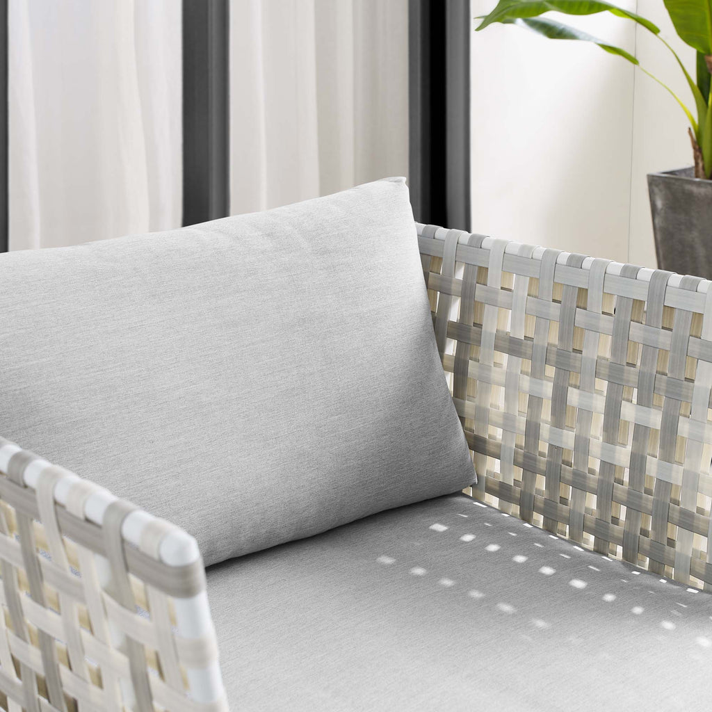 Harmony Sunbrella Basket Weave Outdoor Patio Aluminum Armchair - Taupe Gray
