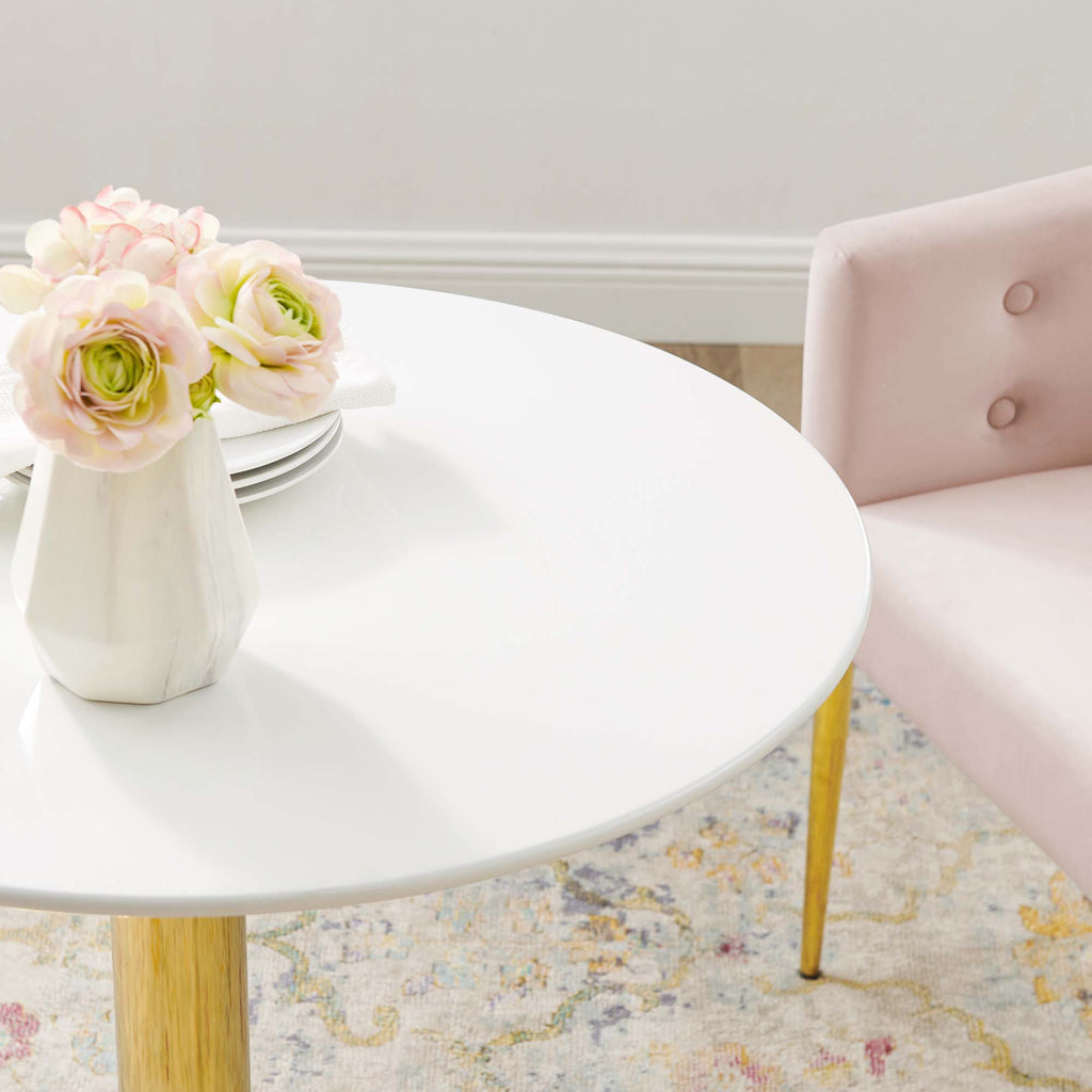 Verne 28" Dining Table - Gold White