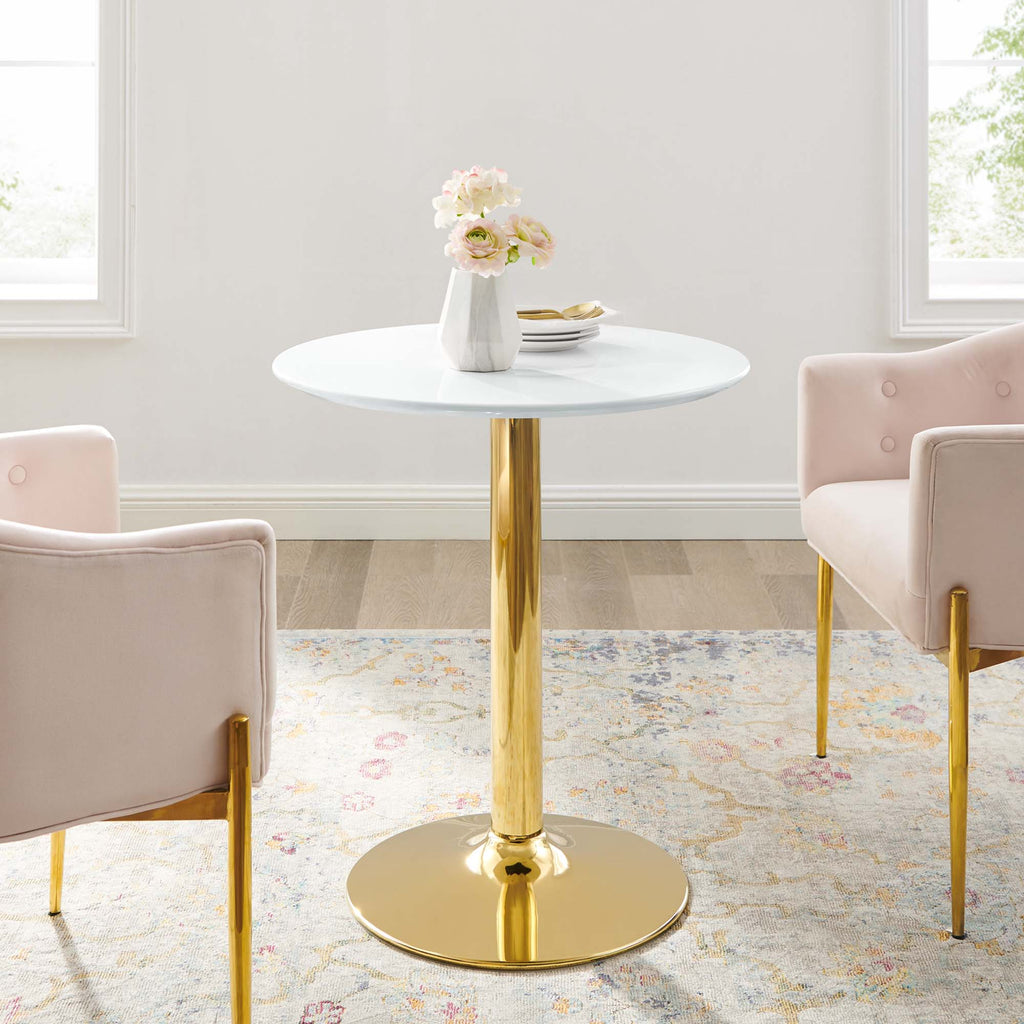 Verne 28" Dining Table - Gold White
