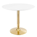 Verne 35" Dining Table - Gold White
