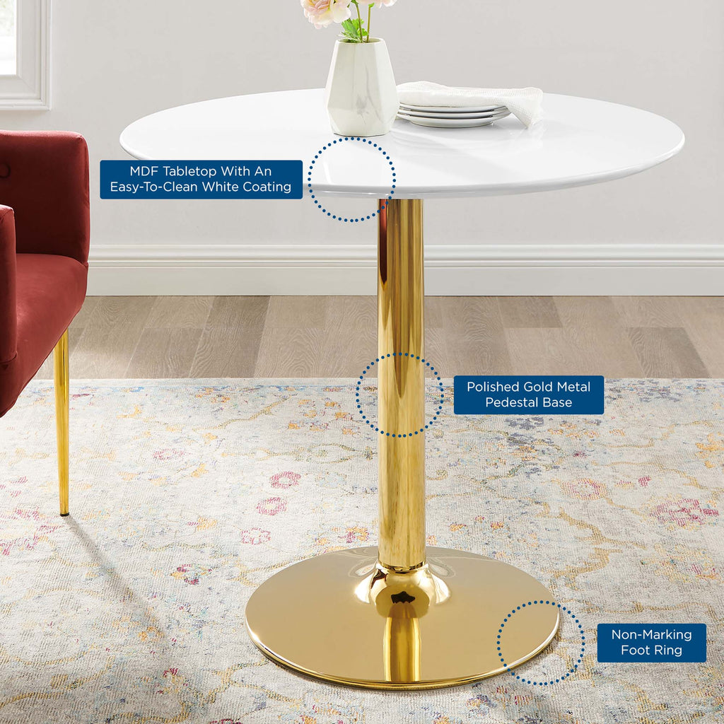 Verne 35" Dining Table - Gold White