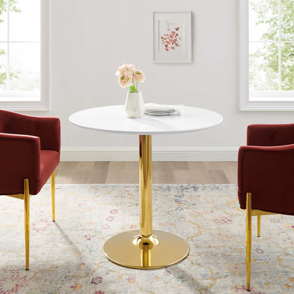 Verne 35" Dining Table - Gold White