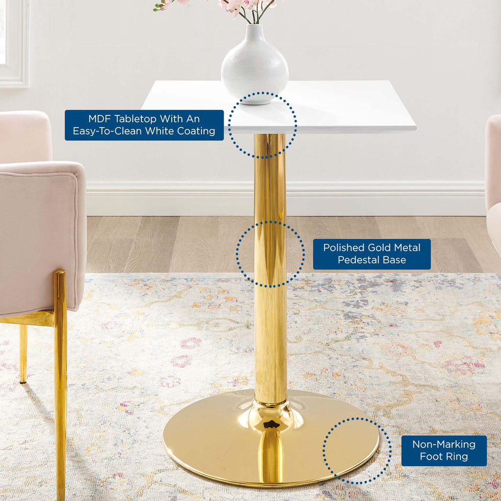 Verne 24" Square Dining Table - Gold White